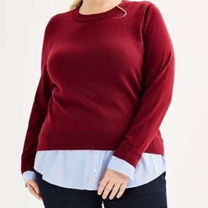 Burgundy Layered-Look Sweater